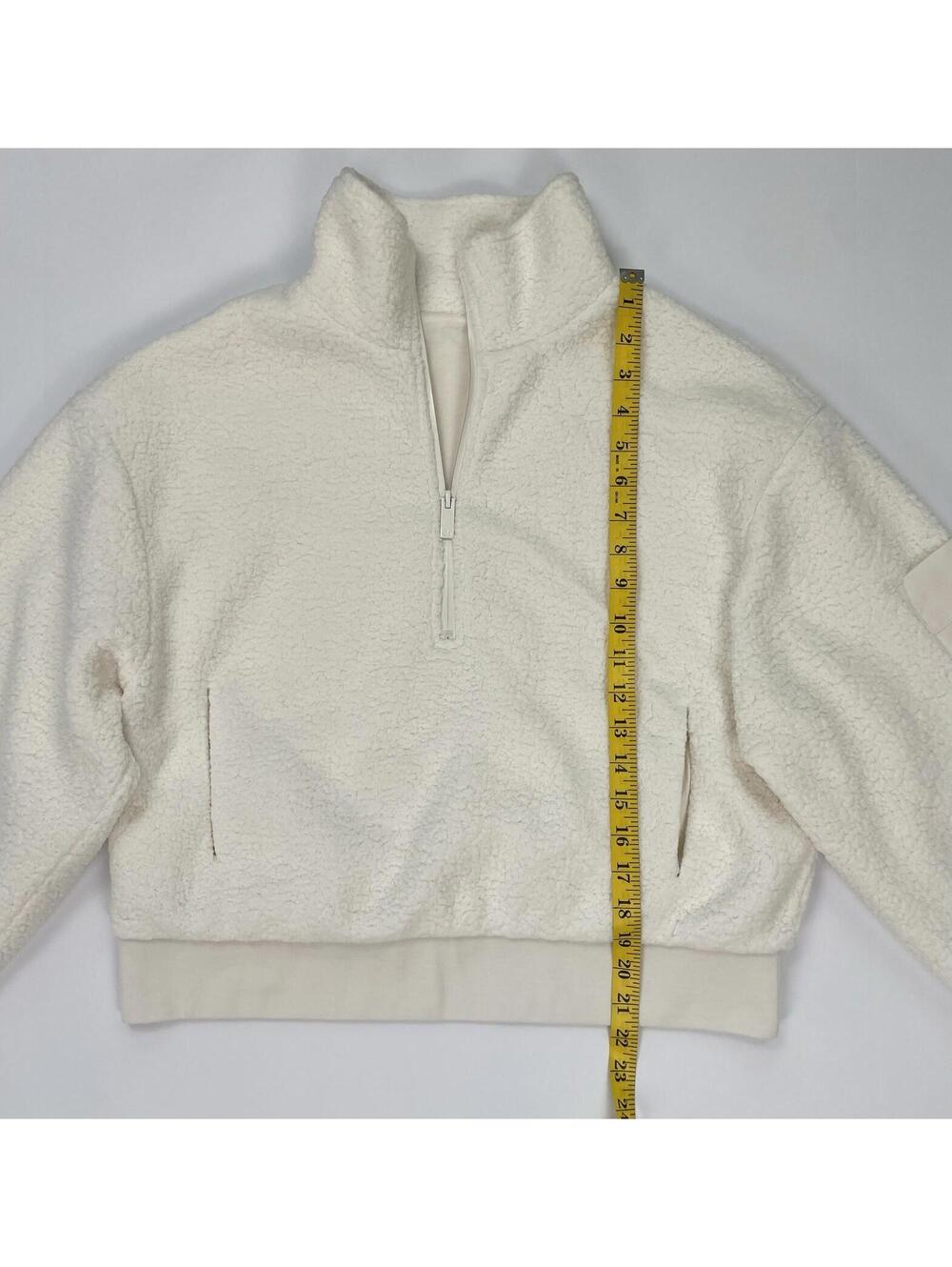 ALO Micro Sherpa Solstice 1/2 Zip Pullover Ivory Women's Small - Picture 10 of 11